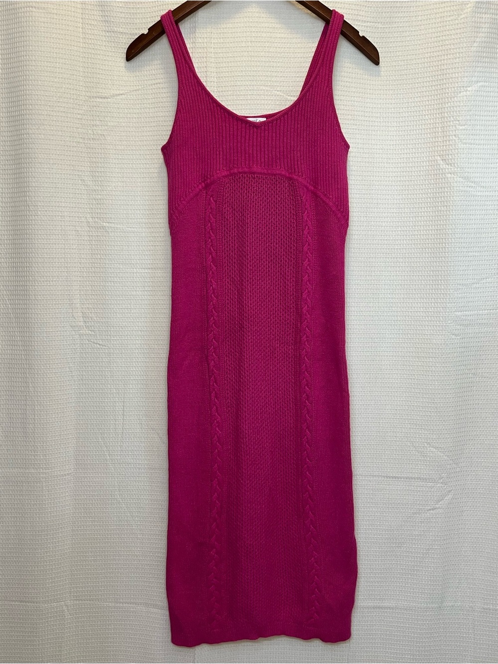 Sofia Jeans by Sofia Vergara Pink Ribbed Cable Knit Midi Tank Medium Dress